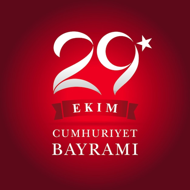 Republic Day of Turkey October 29 Creative number 2 and 9 Red logo Congratulating concept