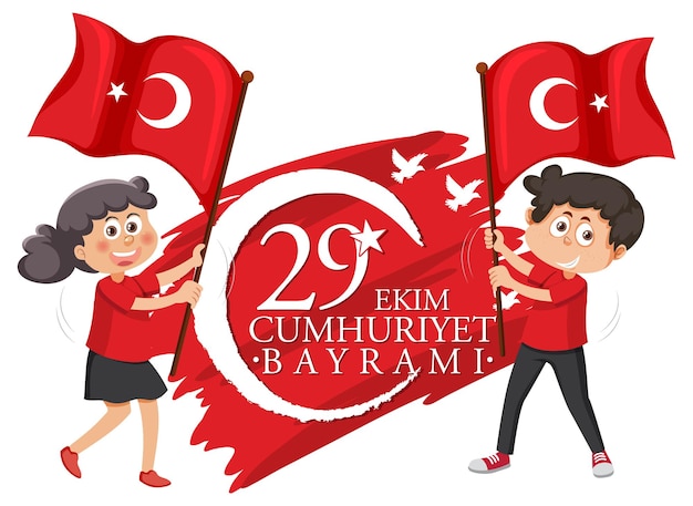 Republic day of turkey text design