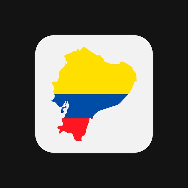 Силуэт карты Республики Эквадор с флагом на белом фоне