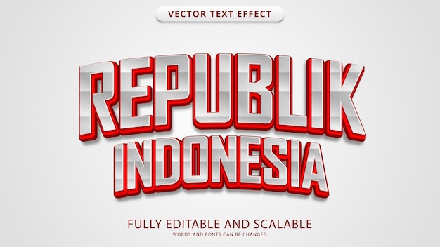 republic of indonesia text effect editable eps file