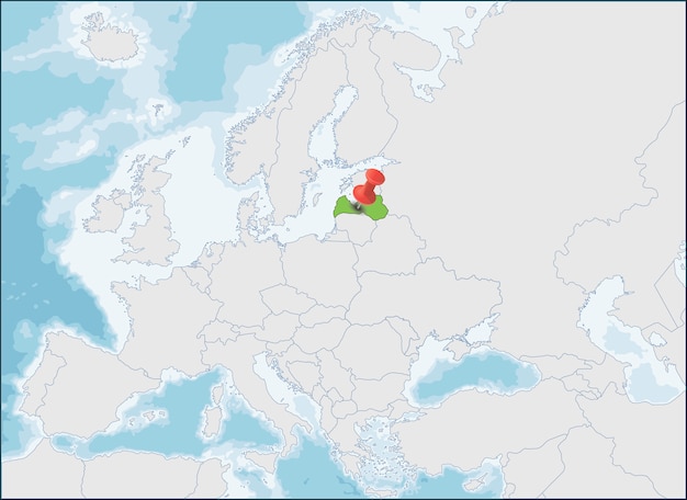 Vettore posizione della repubblica di lettonia sulla mappa dell'europa