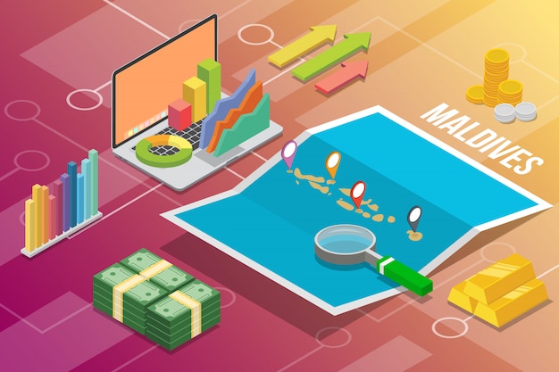 Republic of maldives isometric business economy growth country