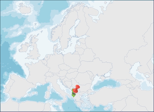 벡터 유럽지도에서 알바니아 공화국 위치