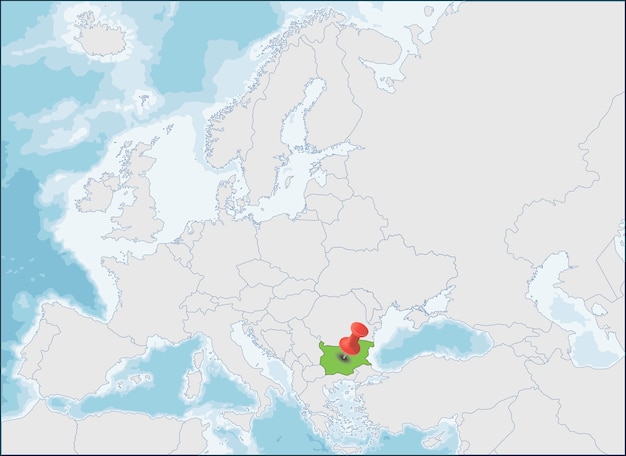 ベクトル ブルガリア共和国のヨーロッパ地図上の位置