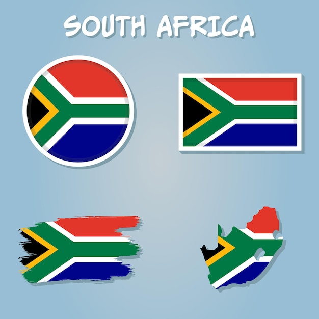 Republic of South Africa detailed map with flag of country