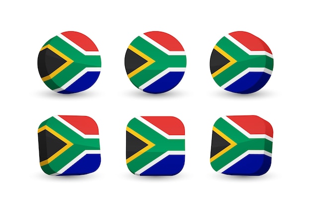 Republic south africa flag 3d vector illustration button flag of rsa isolated on white