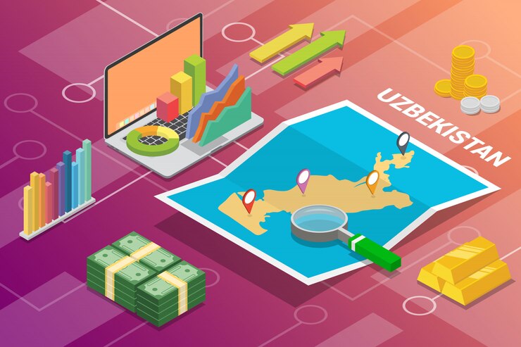 Vector republic of uzbekistan isometric business economy growth country