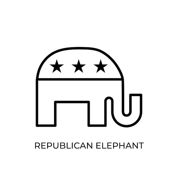 Republican elephant line icon vector USA political Republican Party symbol America election vote