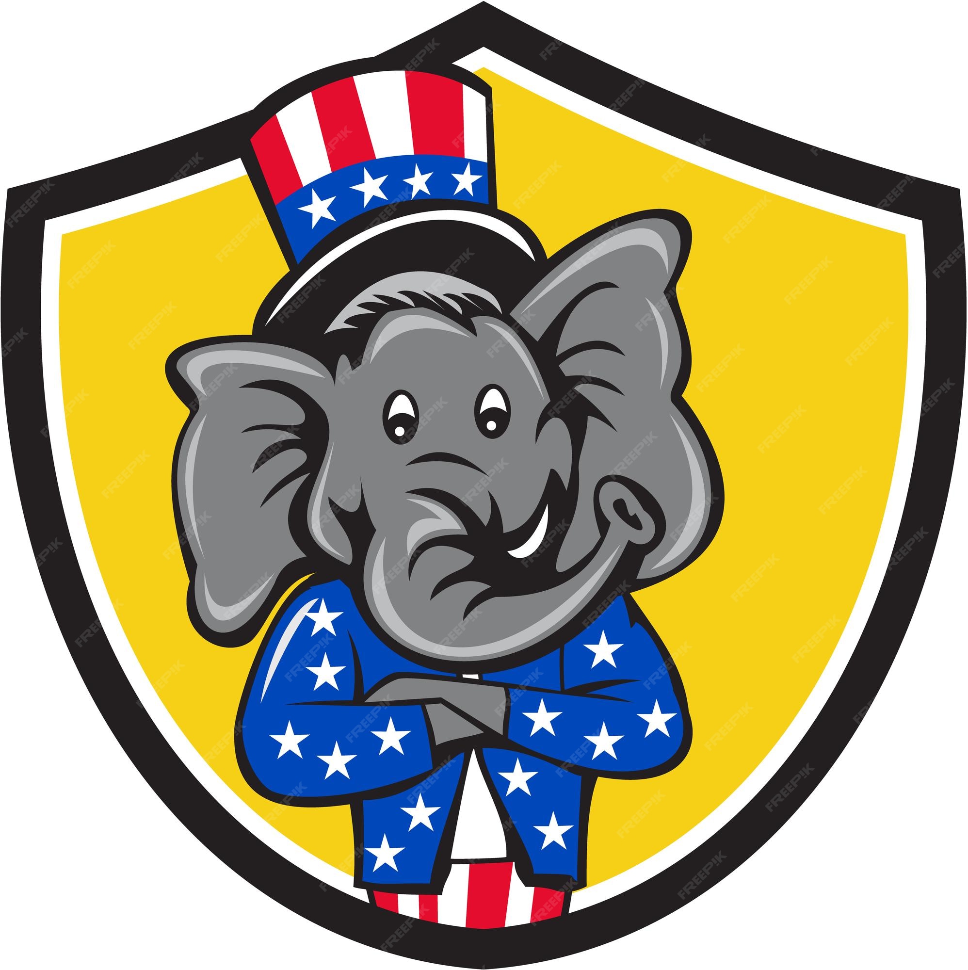 Premium Vector Republican elephant mascot arms crossed shield cartoon