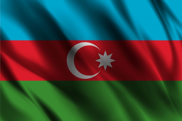 Republiek azerbeidzjan vlag zwevende zijde achtergrond