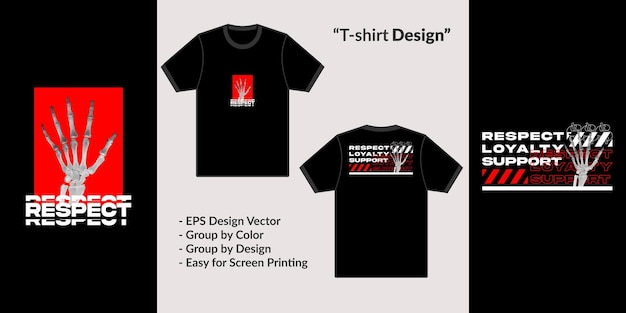 티셔츠 후드티 및 상품을 위한 테마 디자인 벡터로 타이포그래피 스타일의 스트리트웨어를 존중합니다.