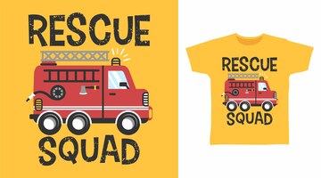Rescue car cartoon tshirt concept design