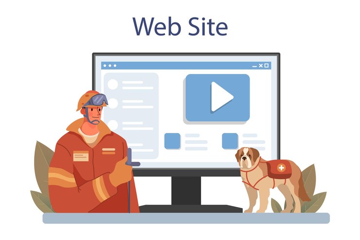 Vector rescuer online service or platform. urgent help. ambulance lifeguard