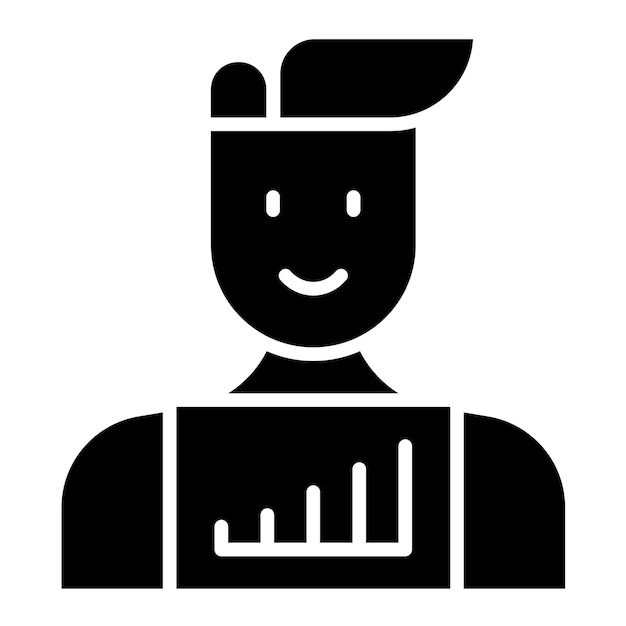 Research Analyst Male Glyph Solid Black Illustration