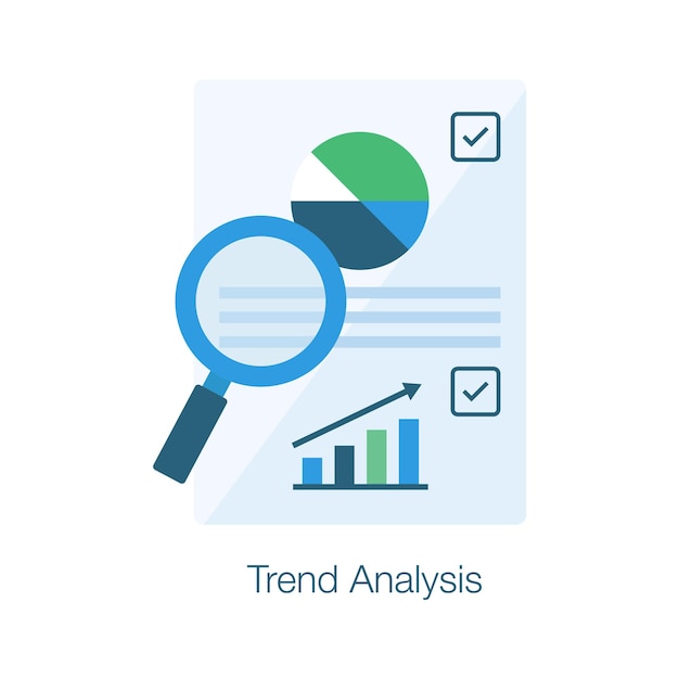 research assessment flat concept icon of trend analysis in modern style