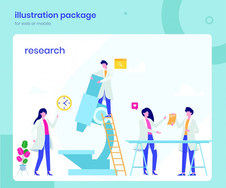Vector research and doctor illustrations