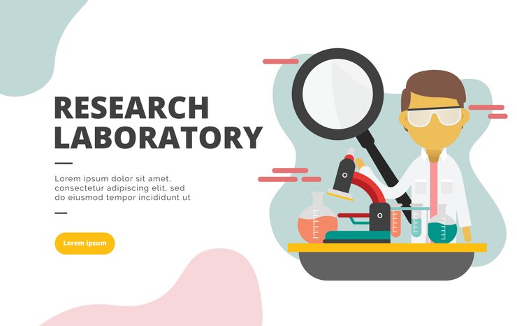Vector research laboratory flat design banner illustration
