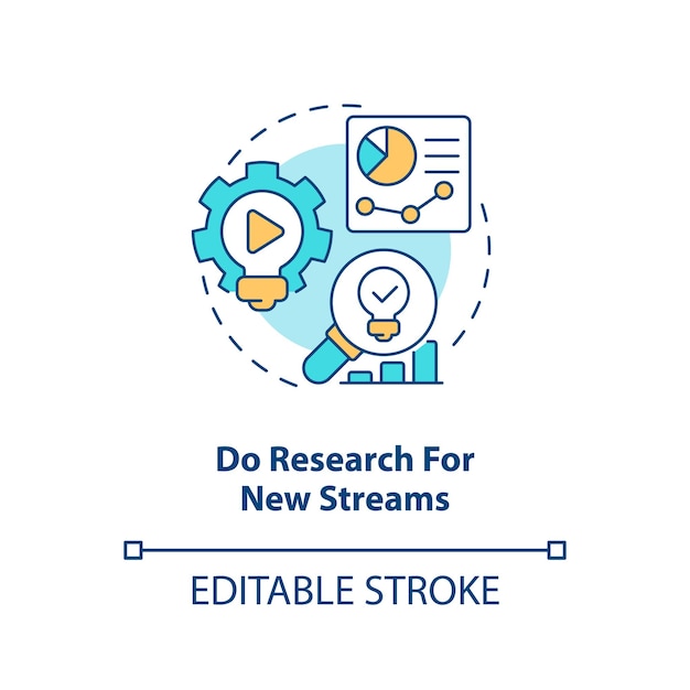 Research for new streams concept icon