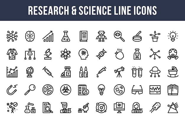 研究と科学の線のアイコン