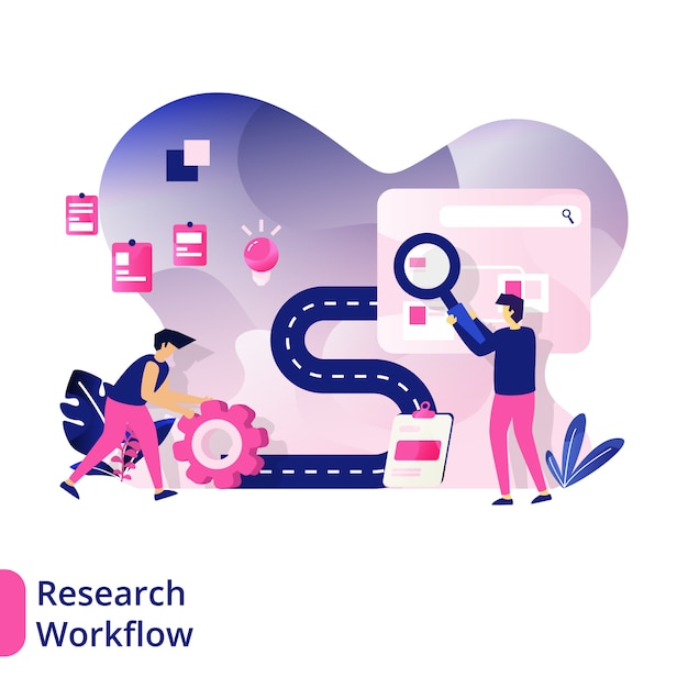  Research Workflow, the concept of men looking for work concepts for projects