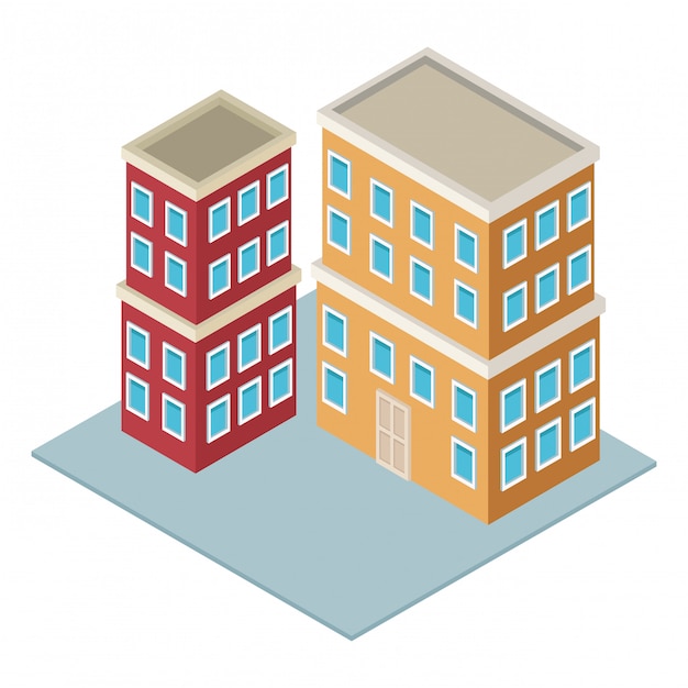 Residence buildings isometric