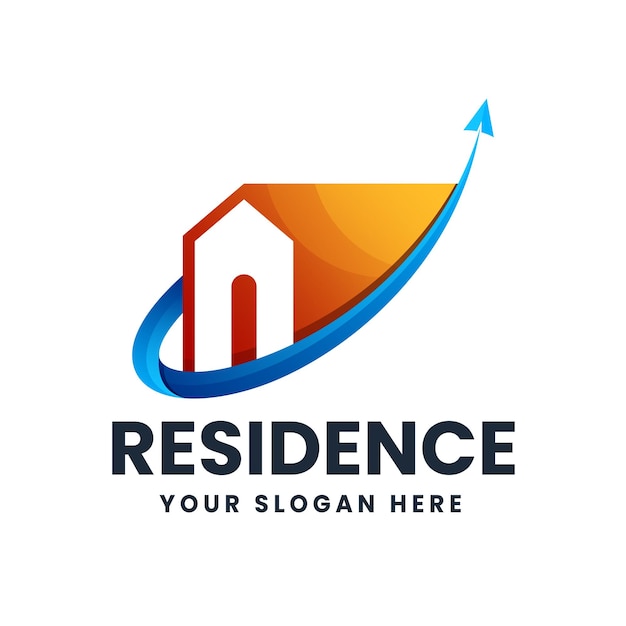 Residence house logo gradient illustration icon template