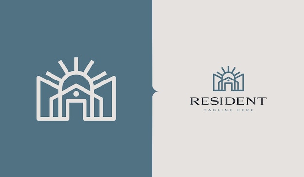 Residence Monoline Logo Template Universeel creatief premium symbool Vector illustratie