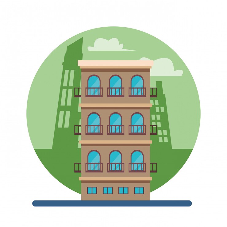 वेक्टर residential building isolated