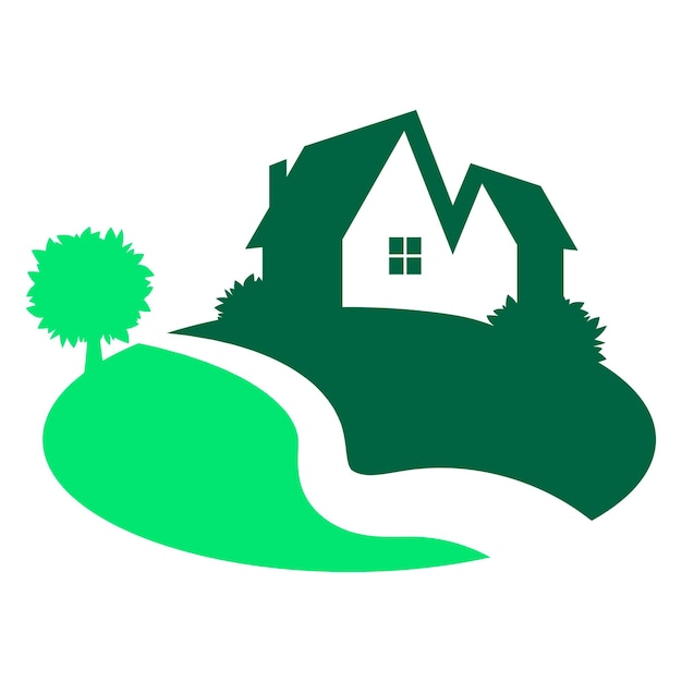 Жилые дома с зелеными деревьями - символ жилья