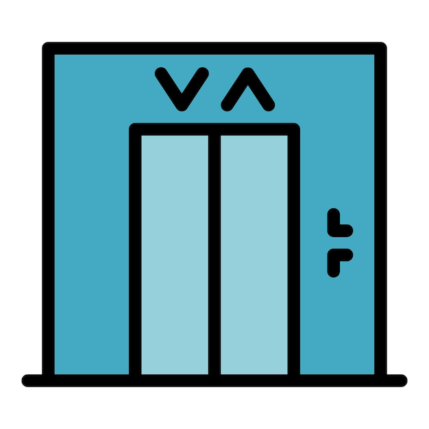 Вектор Икона жилого лифта очертание жилого векторного икона лифта цвет плоский изолированный