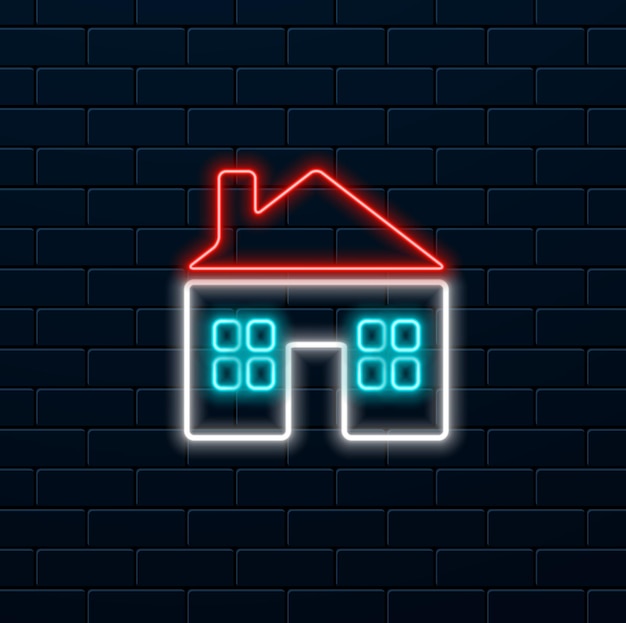 Residential Flat Color Icon Vector neon style