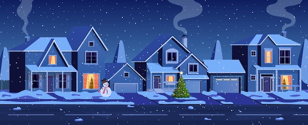 Residential houses with christmas decoration