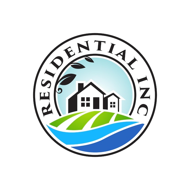 Residential logo with the concept of nature in a circle of emblems