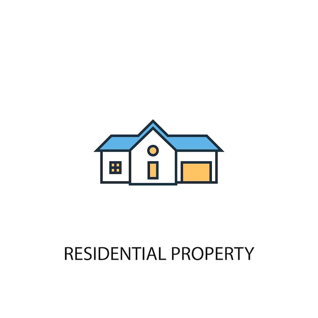 Residential Property concept 2 colored line icon. Simple yellow and blue element illustration. Residential Property concept outline symbol design