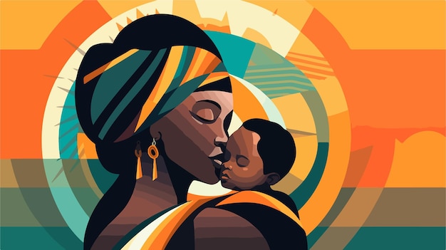 Illustrazione di una donna resiliente proveniente dai popoli nativi africani