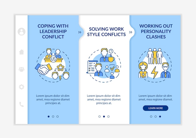 Resolving team conflicts onboarding vector template