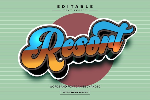 resort 3d editable text effect template