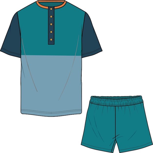 RESORT EN LOUNGE WEAR TEE EN SHORTS SET VOOR HEREN EN JONGENS VECTOR