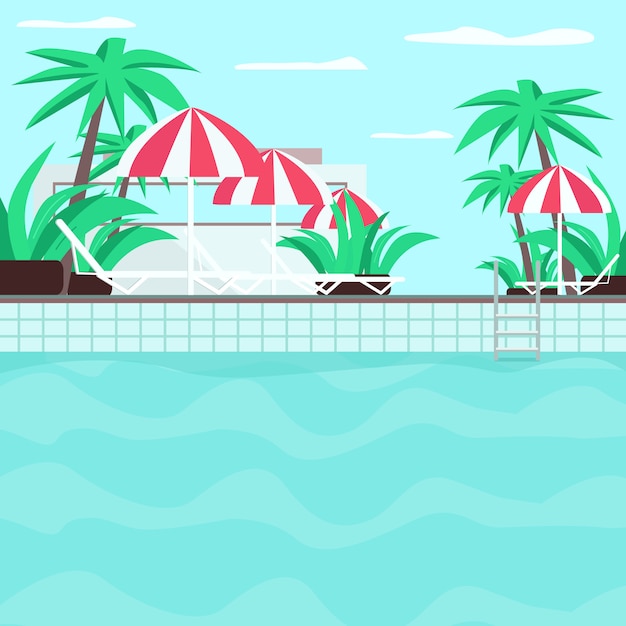 Vector resort flat color illustration