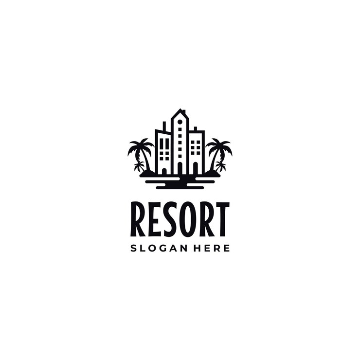 Resort logo design minimalist concept city town logo design template