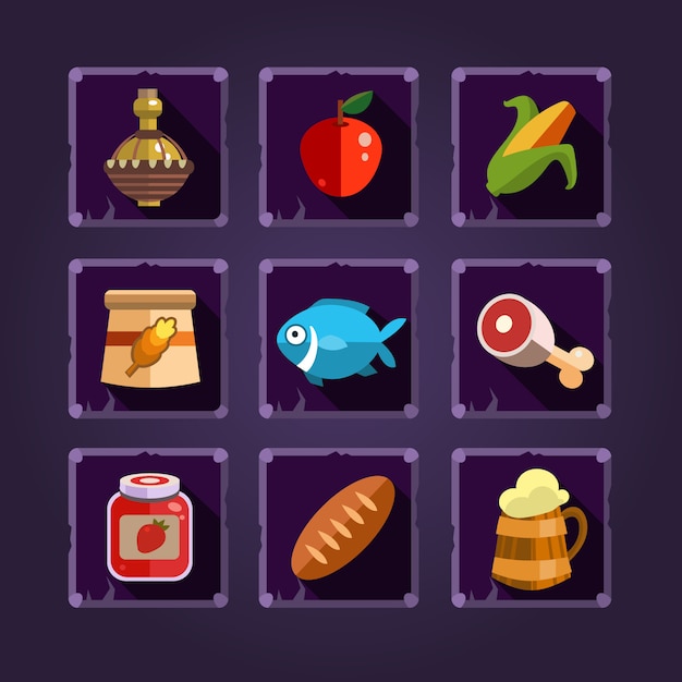 Resource Icons for Games. Food and Potions