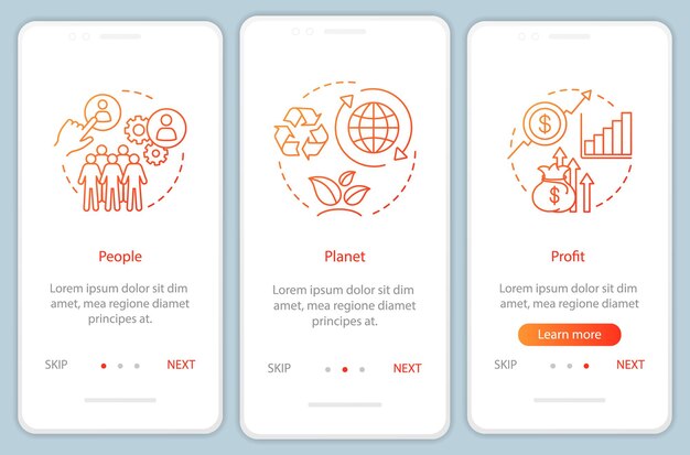 Resource management onboarding mobile app page screen vector template