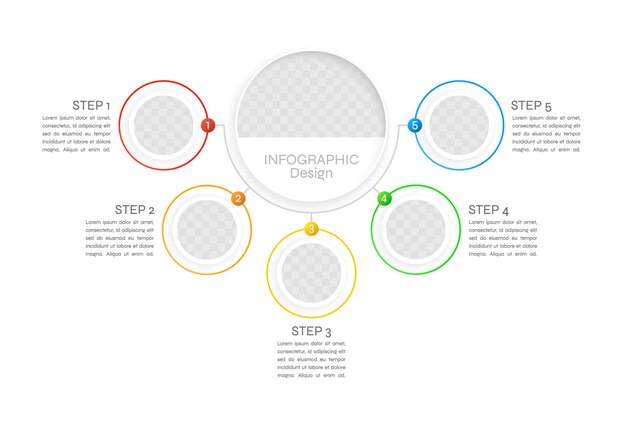 Resource optimization infographic chart design template Abstract infochart with copy space Instructional graphics with 5 step sequence Visual data presentation Syne Regular font used