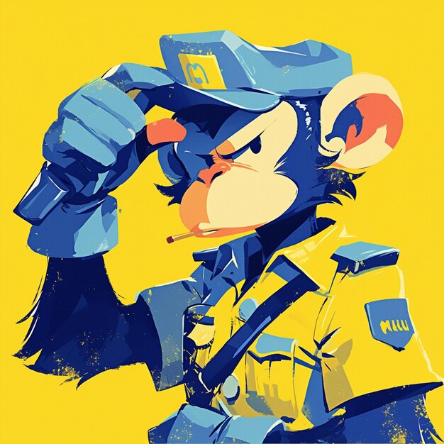 A resourceful monkey police cartoon style