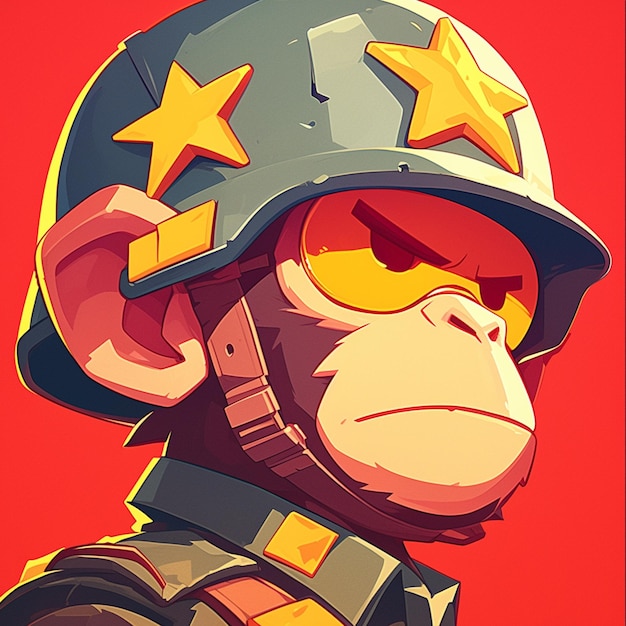 A resourceful monkey soldier cartoon style