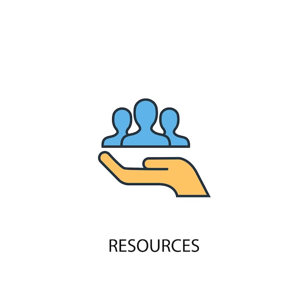 Resources concept 2 colored line icon. Simple yellow and blue element illustration. resources concept outline symbol design
