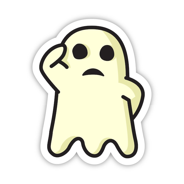 respectful cute ghost editable vector sticker