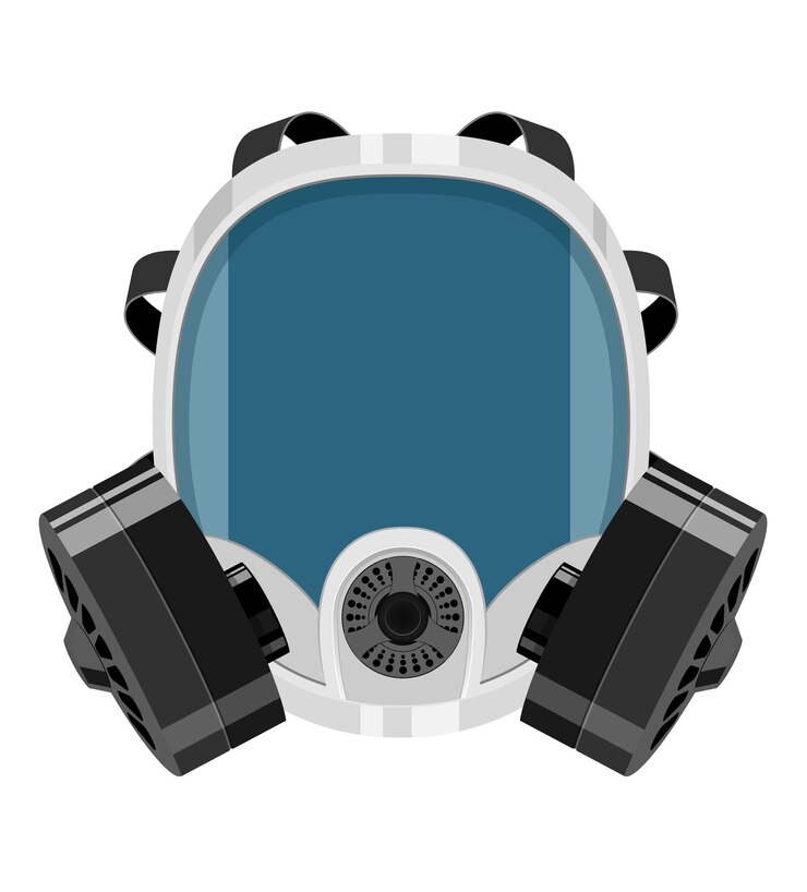 Vector respirator breathing mask for protection against diseases and infections transmitted by airborne droplets stop virus flat style vector illustration