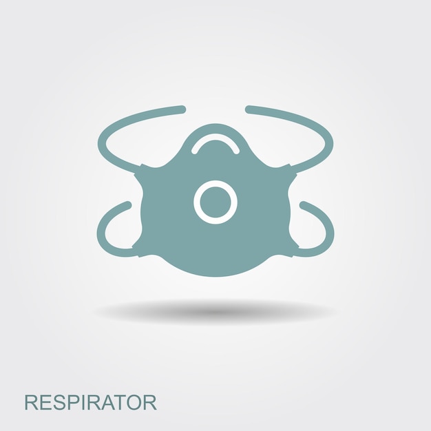ベクトル 呼吸保護マスクのベクトル図影付きフラット アイコン