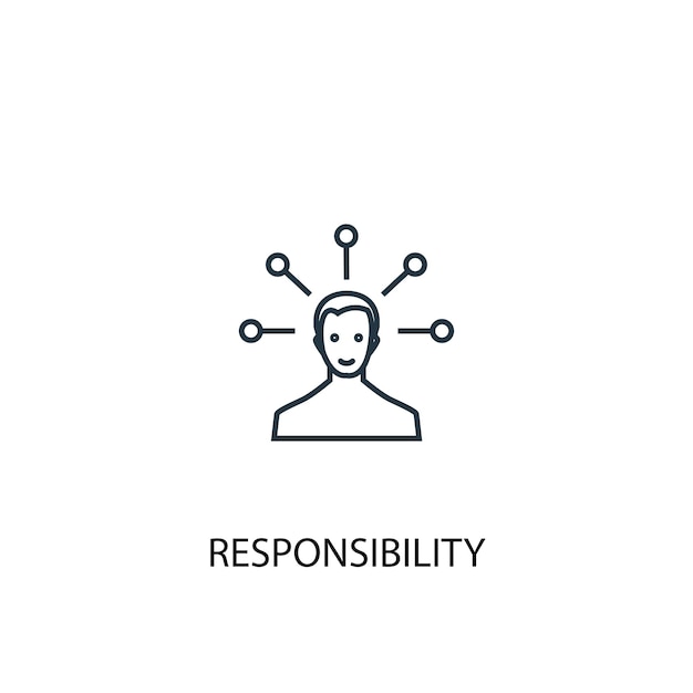책임 개념 라인 아이콘입니다. 간단한 요소 그림입니다. 책임 개념 개요 기호 디자인입니다. 웹 및 모바일 UI/UX에 사용할 수 있습니다.